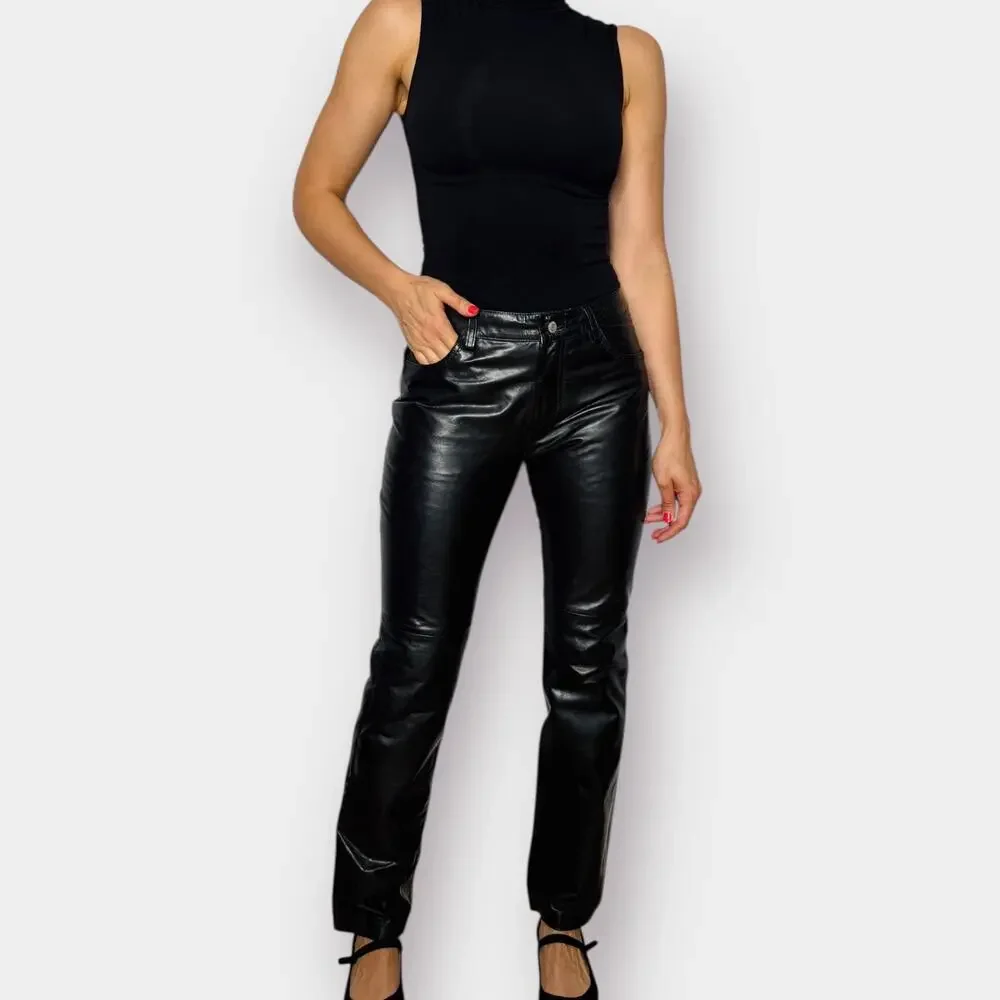 Y2K GAP Black Leather Bootcut Pants‎